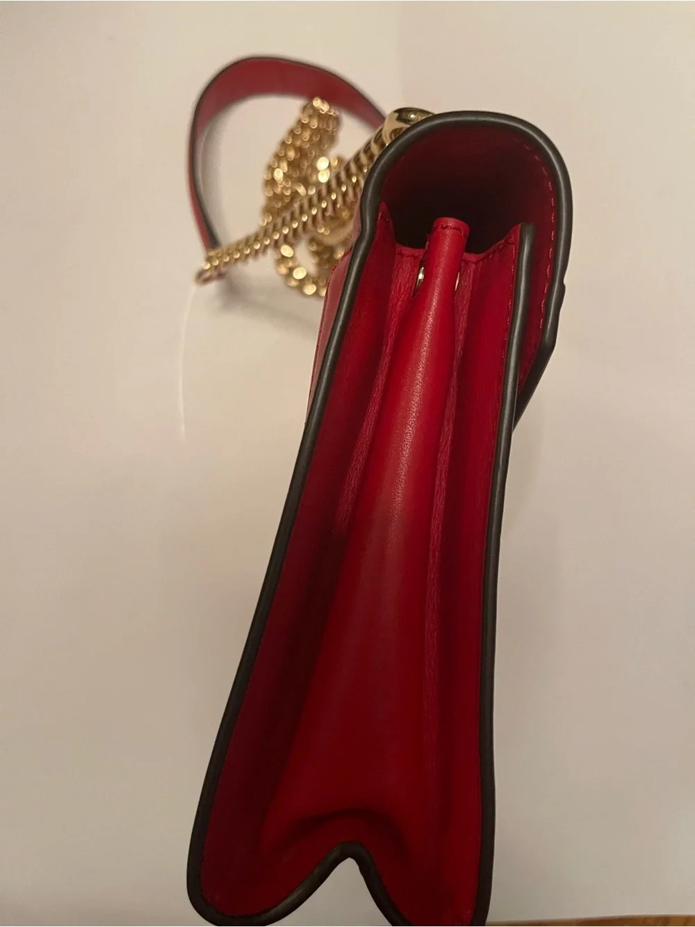 Michael Kors Red Leather Crossbody with Gold Chain Strap